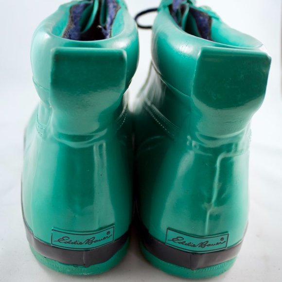 VINTAGE EDDIE BAUER teal green duck boots, size 9 - Picture 3 of 7
